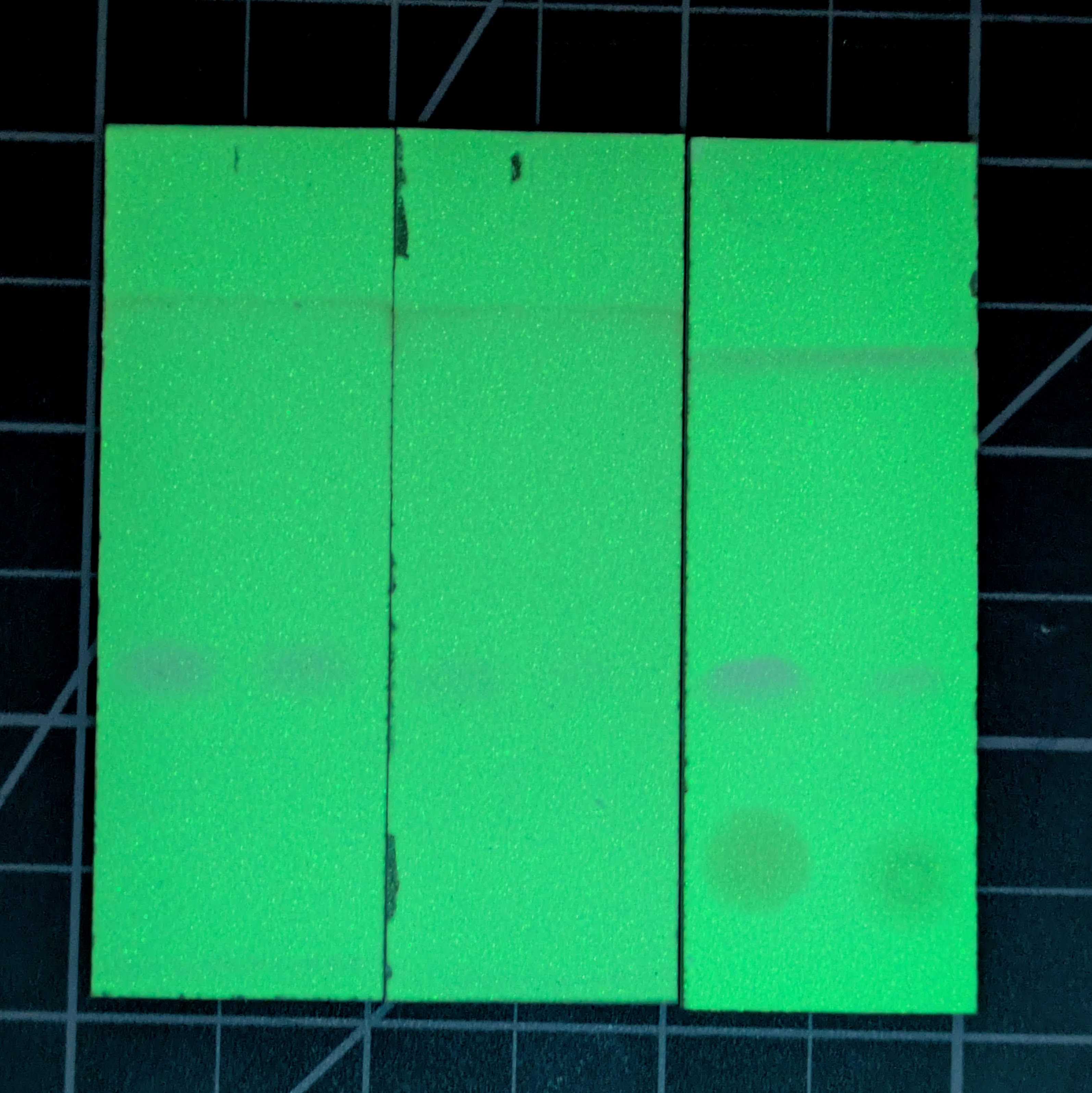 From left to right: 1000mg/L ref, 500mg/L, 250mg/L, 100mg/L, coffee before, coffee after filtering