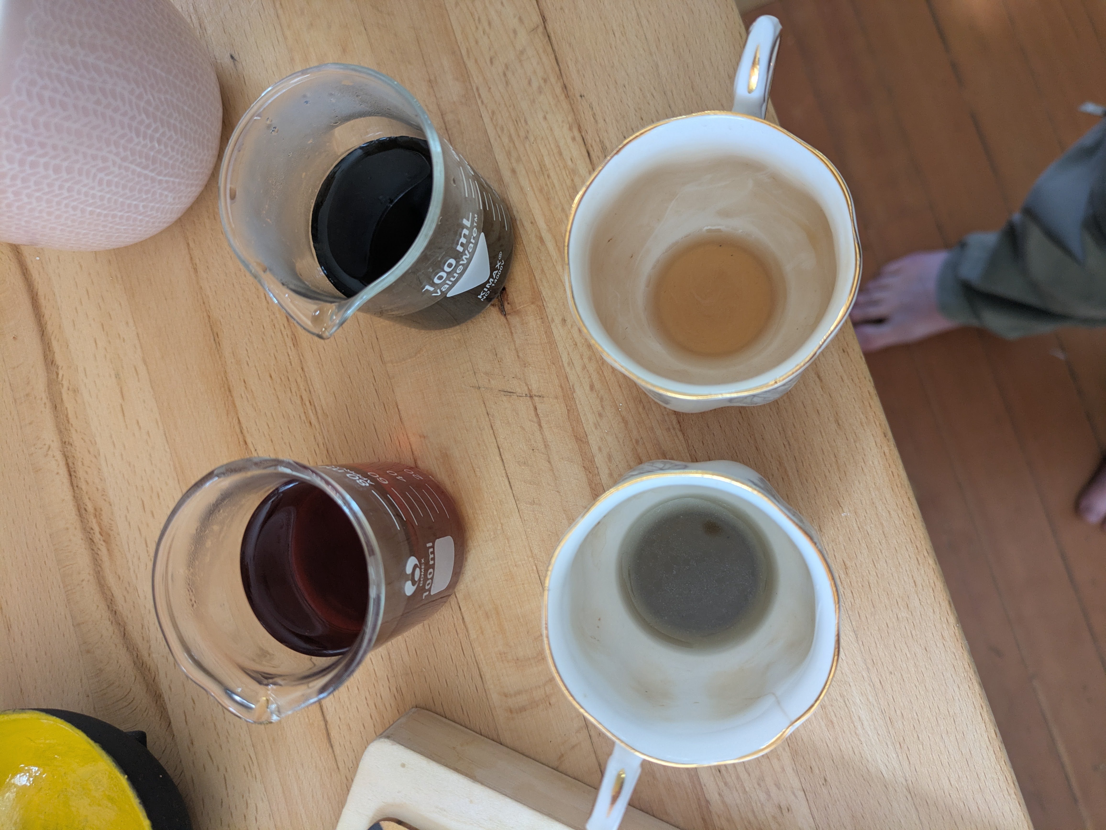 The two brews after my blind taste test. Yuk :D